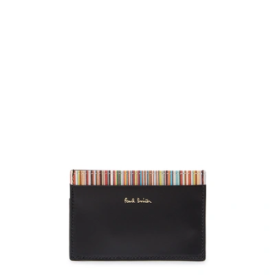 Shop Paul Smith Black Striped Leather Card Holder