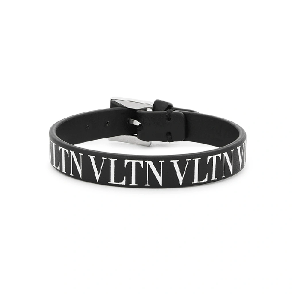 Valentino Garavani 10mm Vltn Logo Print Leather Bracelet In Black ModeSens