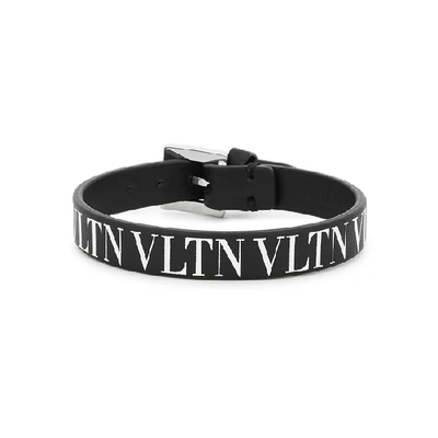 Shop Valentino Vltn-print Leather Bracelet