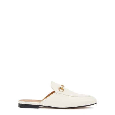 Shop Gucci Princetown Off-white Leather Backless Loafers