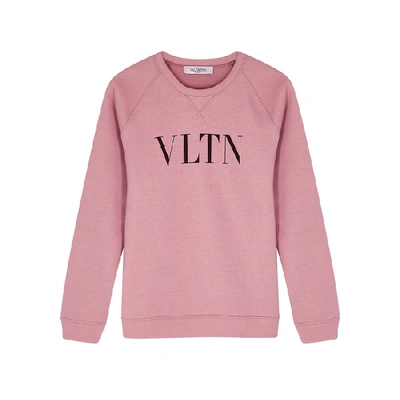 Shop Valentino Vltn-print Stretch-cotton Sweatshirt In Pink