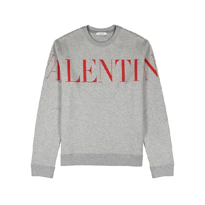 Shop Valentino Grey Logo Cotton-blend Sweatshirt
