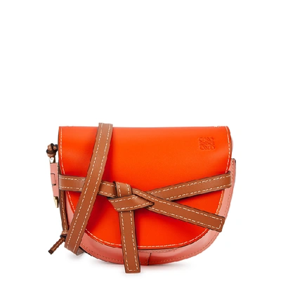 Shop Loewe Gate Small Colour-block Leather Saddle Bag In Orange