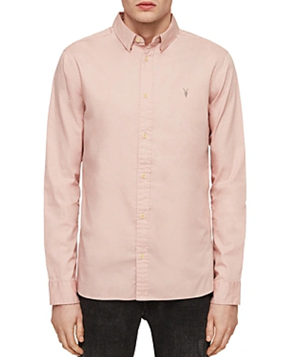 Shop Allsaints Redondo Slim Fit Button-down Shirt In Bleached Pink