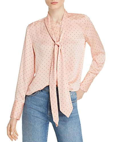 Shop Equipment Luis Dotted Tie-neck Shirt In Rose Cloud/true Black