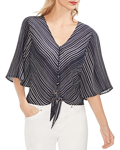 Shop Vince Camuto Striped Tie-front Top In Classic Navy