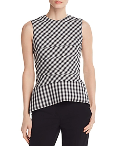 Shop Narciso Rodriguez Wool Gingham Top In Black/white