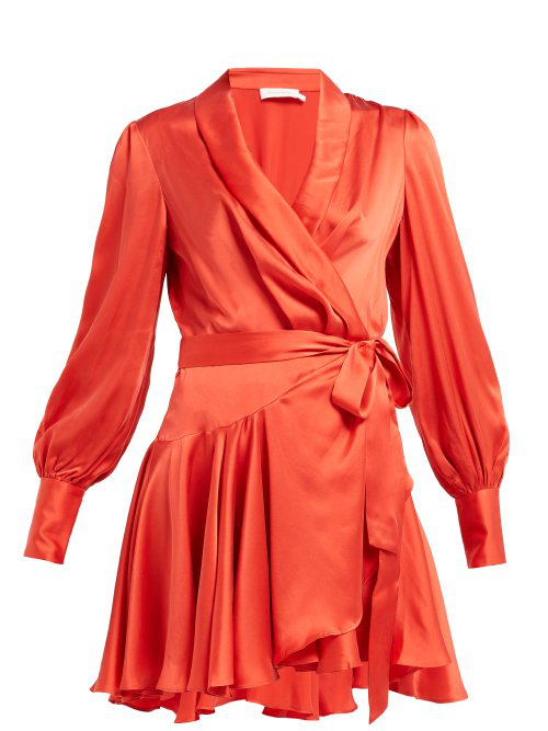 womens satin wrap dress