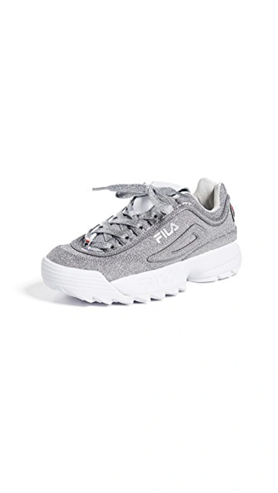 valg lunge Baglæns Fila Made In Italy Disruptor 2 Glitter Sneaker In Silver | ModeSens