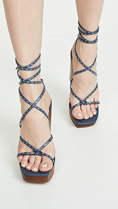 Shop Jacquemus Les Sandales Pilotis Sandals In Navy