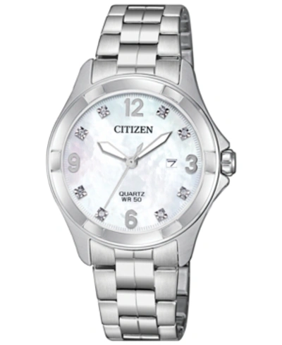 Shop Citizen Women's Quartz Stainless Steel Bracelet Watch 32mm In Silver-tone
