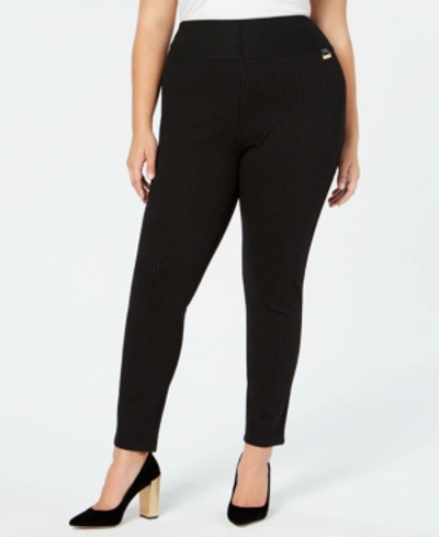 Shop Calvin Klein Plus Size Pinstripe Skinny Compression Pants