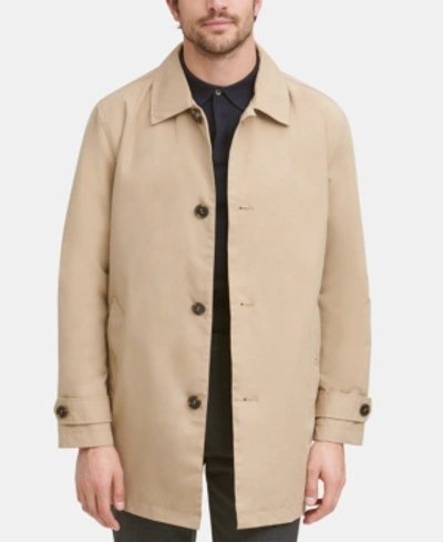 Shop Cole Haan Men's Button-front Water Resistant Rain Coat In Khaki