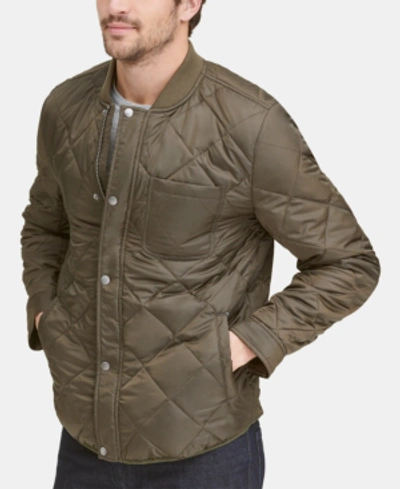 Shop Cole Haan Men's Quilted Jacket In Olive