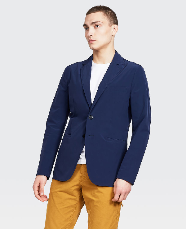 Aspesi Dark-blue Slim-fit Unstructured Garment-dyed Cotton-gabardine Blazer  | ModeSens