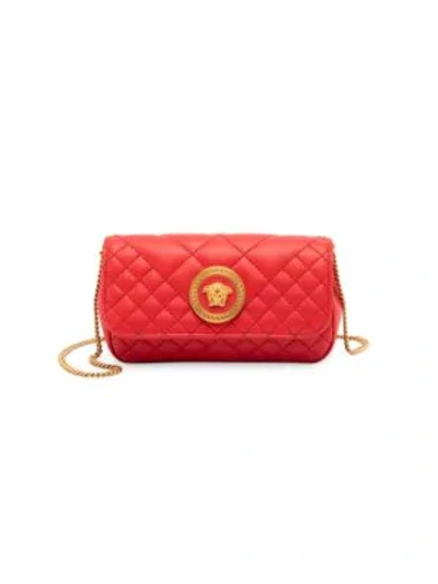 Shop Versace Mini Borsa Leather Shoulder Bag In Red