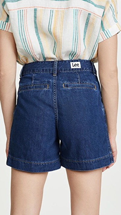 Shop Lee Vintage Modern Pleated Shorts In Artisan Blue