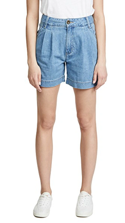 Shop Lee Vintage Modern Pleated Shorts In Horizon Blue