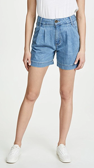 Shop Lee Vintage Modern Pleated Shorts In Horizon Blue