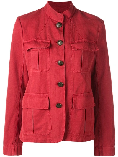 Shop Nili Lotan Flap Pocket Military Jacket - Red