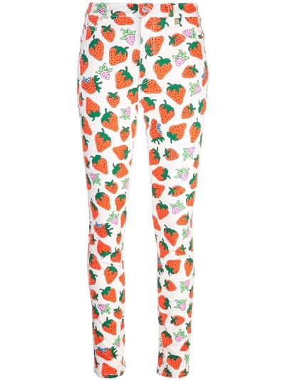 Shop Gucci Skinny-hose Mit Erdbeer-print - Orange