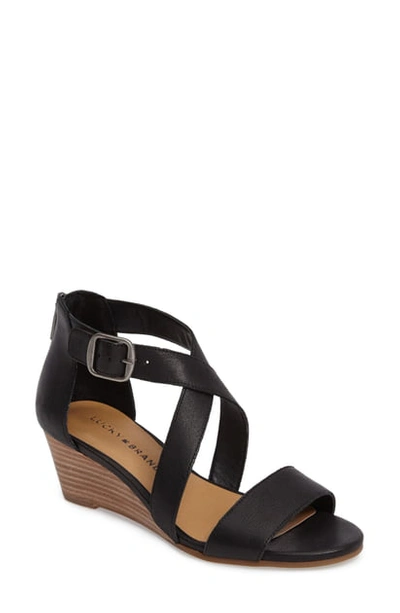 Shop Lucky Brand Jenley Wedge Sandal In Black Leather