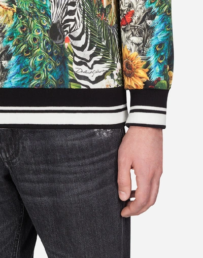 Shop Dolce & Gabbana Cotton Hoodie With Tropical King Print In Multicolored