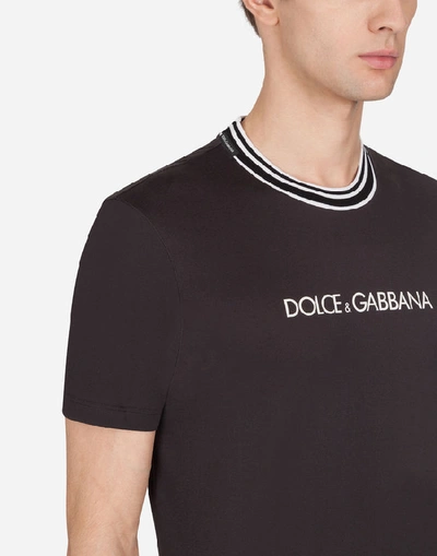 Shop Dolce & Gabbana Cotton T-shirt With Bird Of Paradise Print And Logo In Multicolored