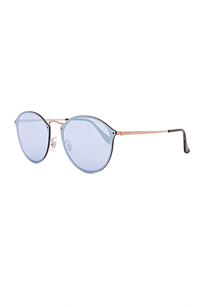 Shop Ray Ban Round Sunglasses In Copper & Dark Violet Mirror