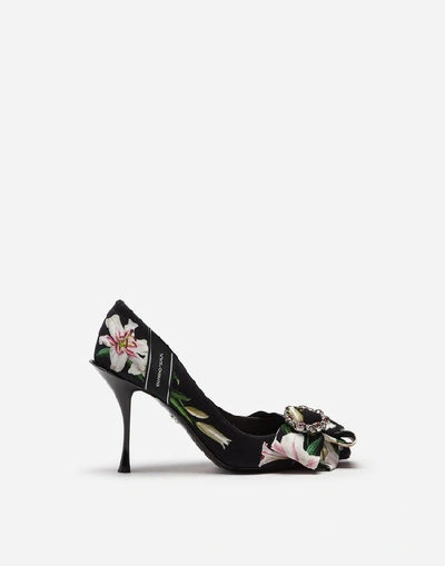 Shop Dolce & Gabbana Lily-print Cady Pumps In Floral Print