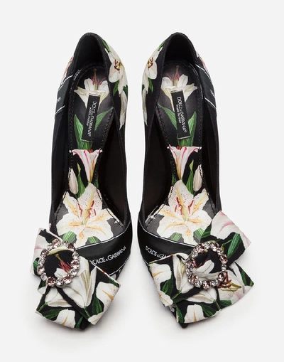 Shop Dolce & Gabbana Lily-print Cady Pumps In Floral Print