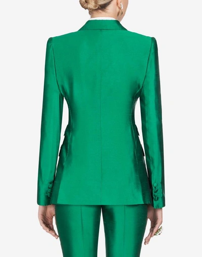 Shop Dolce & Gabbana Single-breasted Shantung Blazer In Green