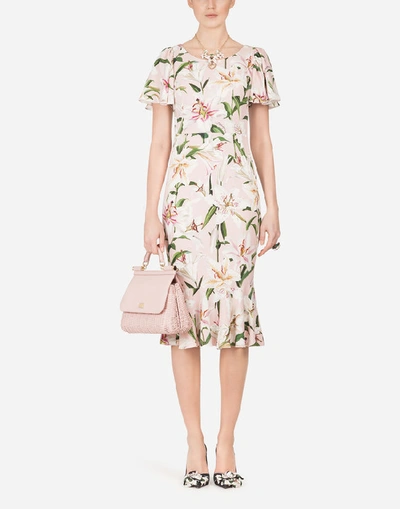 Shop Dolce & Gabbana Lily-print Cady Midi Dress In Floral Print