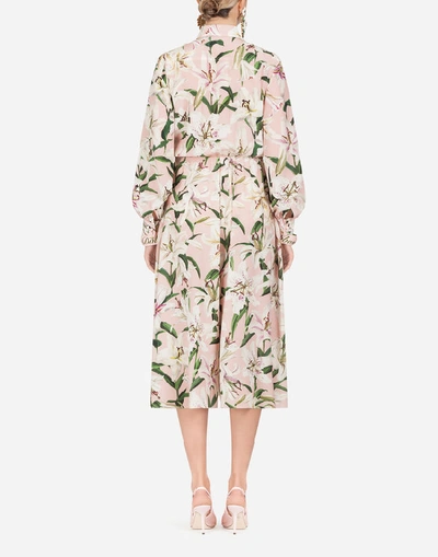 Shop Dolce & Gabbana Lily-print Crepe De Chine Jumpsuit In Floral Print