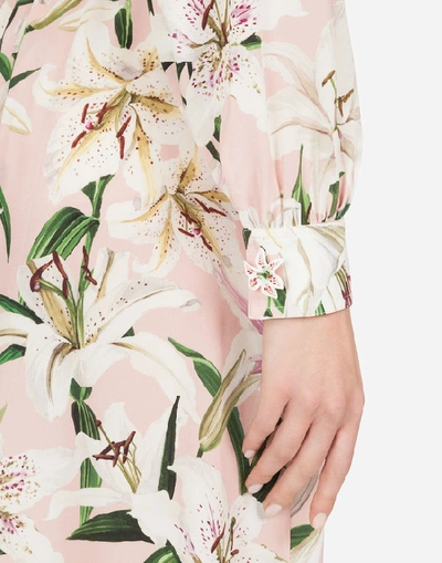 Shop Dolce & Gabbana Lily-print Crepe De Chine Jumpsuit In Floral Print