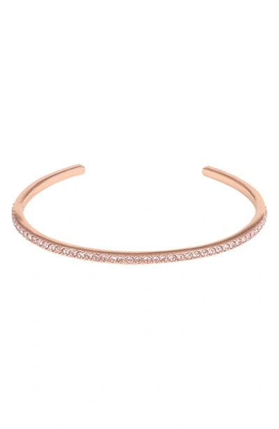 Shop Adore Skinny Pave Crystal Cuff In Rose Gold Plated