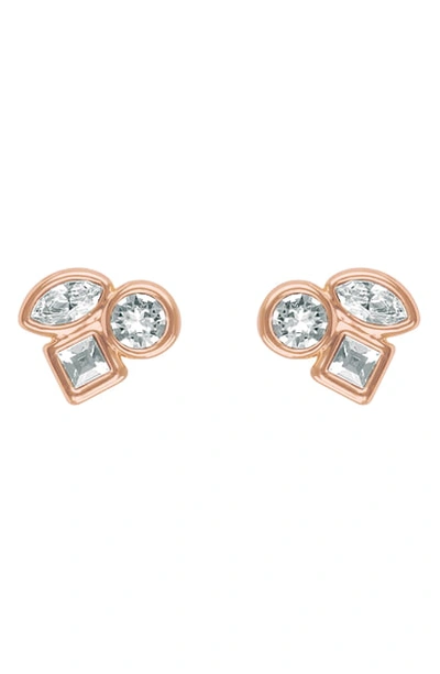 Shop Adore Mini Mixed Crystal Stud Earrings In Rose Gold Plated