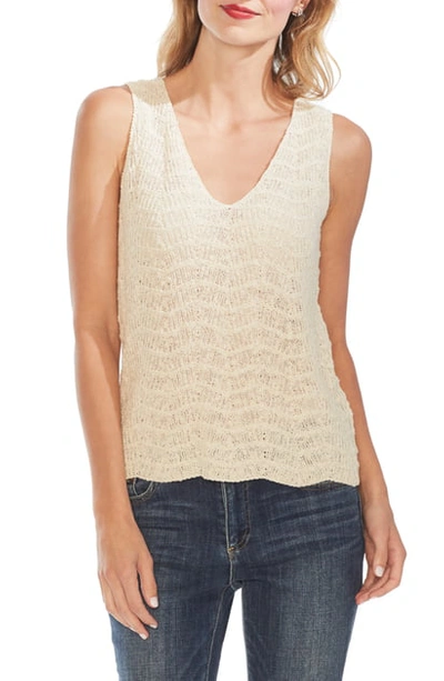 Shop Vince Camuto Wave Stitch Sleeveless Sweater In Natural Sand