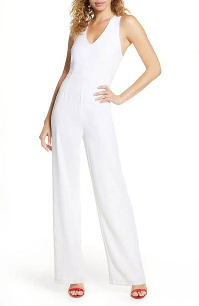 Shop Bb Dakota Just One Look Stretch Crepe Jumpsuit In Optic White