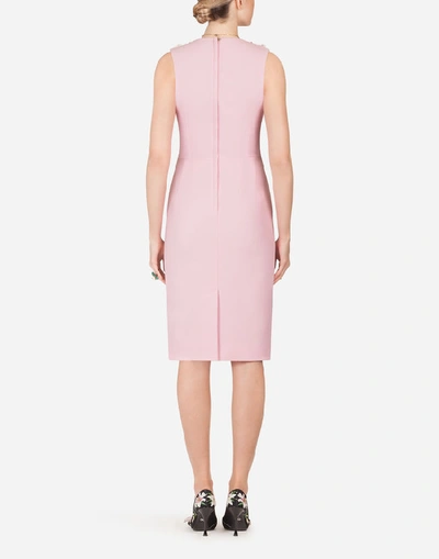 Shop Dolce & Gabbana Double Crepe Midi Dress With Decorative Buttons In Pink