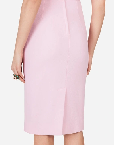 Shop Dolce & Gabbana Double Crepe Midi Dress With Decorative Buttons In Pink