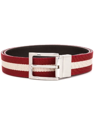 Shop Bally Striped Belt - Brown