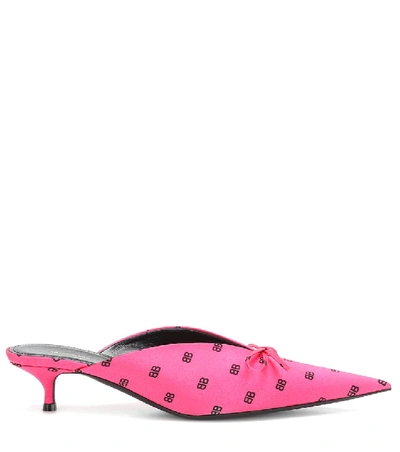 Shop Balenciaga Bb Knife Satin Mules In Pink