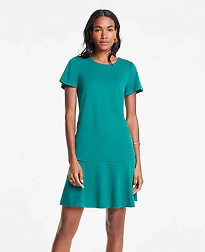 Shop Ann Taylor Flounce Shift Dress In Winter Emerald
