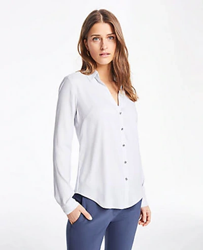 Shop Ann Taylor Petite Essential Shirt In Light Crystal Grey