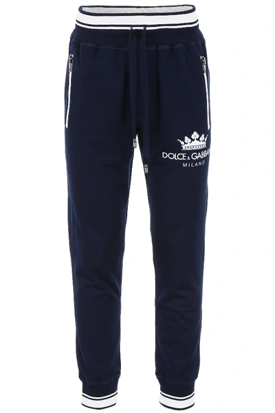 Shop Dolce & Gabbana Milano Logo Jogging Pants In Navy