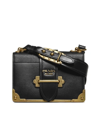Shop Prada Cahier Shoulder Bag In Black
