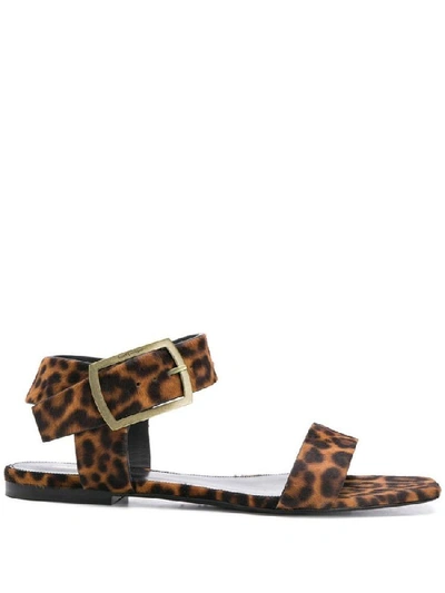 Shop Saint Laurent Leopard Print Sandals In Multi