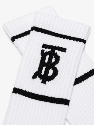 Shop Burberry Monogram Motif Intarsia Socks In White