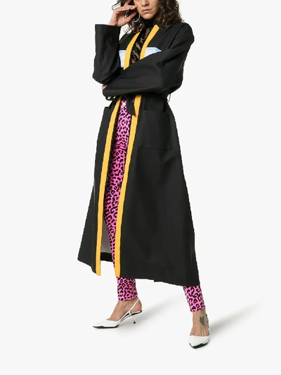 Shop Miu Miu Long Zipped Trench Coat In Black